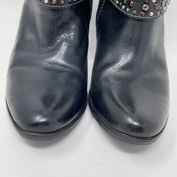 Sofft Womens Black Leather Studded Side Zip Heel Booties Size 6 - Picture 5 of 13